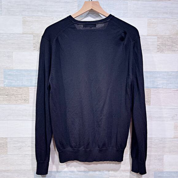 Calvin Klein 100% Extra Fine Merino Wool V Neck Sweater Black Mens Large - Picture 3 of 6